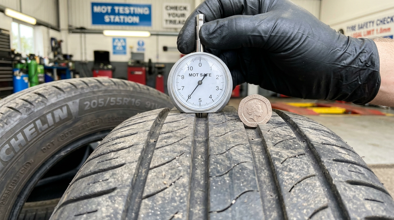 uk tyre tread depth law: 1.6mm minimum mot checks (all cities) Mobile Tyres
